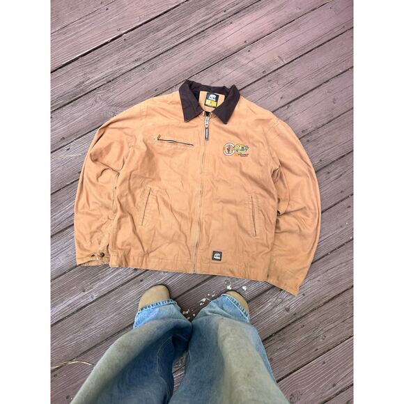 Berne Detroit Duck Work Jacket Brown Size L Carhartt Style Vintage Workwear - Picture 1 of 5